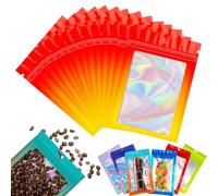 Sacchetti con chiusura lampo in lamina rossa e gialla, piccoli sacchetti in Mylar a prova di odore, sacchetti per imballaggio olografico, 100 pezzi 9x12cm, buste richiudibili per conservazione con