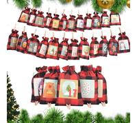 Sacchetti Con Cordino Natalizi | Calendario 'Avvento Da 24 Giorni Con Per Conservazione | Sacchetti Per Caramelle Natalizie - Per Cioccolatini Noccioline Gomme Piccoli Giocattoli Lecca-Lecca