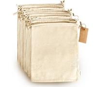 Sacchetti Cotone Riutilizzabili M 20x25 cm - Buste Medi Multiuso per Frutta, Verdura, Pane, Snack, Spesa Sfusa, Casa, Organizer, Lavabili, Traspiranti, Naturali, Ecologici - Confezione da 12 pezzi