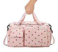 Sacchetti da palestra per donne, sacca a vaccasina carina di capacità con scarpa e scomparto bagnato, borsa di fragole con fascia di canne per bagagli, manico e cinghia per viaggi, sport