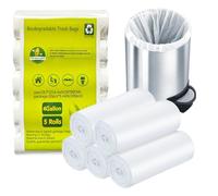 Sacchetti della spazzatura biodegradabili da 4 galloni - sacchetti per la spazzatura da bagno bianchi 100 conteggi cestino dei rifiuti da cucina non profumato da ufficio