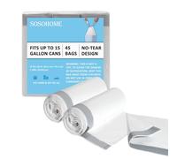 Sacchetti della spazzatura da cucina alti 15 galloni con coulisse, spessore 1,2 mm, colore bianco, per ufficio e cucina, 45 pezzi