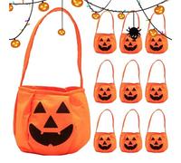Sacchetti Di Caramelle Trucco O Trattamento,10 Di Manici Di Caramelle Porta caramelle riutilizzabili per Halloween - Borsa per accattonaggio con faccia di zucca spaventosa leggera per