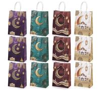 Sacchetti di carta Eid Mubarak 20 pezzi per feste con manico disegni assortiti