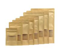 Sacchetti di Carta Kraft con Finestra e Chiusura, Buste per Alimenti, Marrone 10x15cm, 100 Pezzi