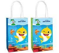 Sacchetti di carta kraft stampati Amscan - 5,25"""" x 8,5"""" x 3,25"""" 8 pezzi - Perfetti per feste, regali e dolcetti Baby Shark