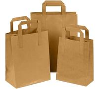 Sacchetti di carta marrone con manici, 50 sacchetti di carta grandi marroni, 25,4 x 30,5 x 8,9 cm, perfetti per pranzo, asporto, generi alimentari e feste