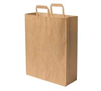 Sacchetti di carta MARRONE ECRUS con manico piatto un piccolo negozio elegante e solido e rinforzato. Ideale come shopper negozio, borsa negozio, borsa commercio, borsa regalo, imballaggio, borsa