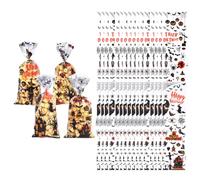 Sacchetti di cellophane di Halloween, 50 pezzi sacchetto di cellophane trasparente Sacchetti regalo di caramelle dolci con lacci a spirale per forniture per feste di Halloween