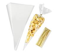 Sacchetti di cellophane per caramelle, 200 pezzi, sacchetti di cellophane trasparenti, piccoli sacchetti per caramelle con 200 Twist Ties, sacchetti per dolciumi, grandi per caramelle al cioccolato,