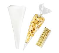 Sacchetti di cellophane per caramelle, 200 pezzi, sacchetti trasparenti da riempire, con 200 twties, sacchetti di pizzo, caramelle, piccoli sacchetti per caramelle, popcorn, cialde di ghiaccio,