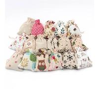 Sacchetti di cotone e lino per caramelle Borsa in cotone e lino Mussola Regali for cosmetici Borse for imballaggio di gioielli Graziosa borsa regalo buste con coulisse(Random Mixed,13x18cm 5pcs)