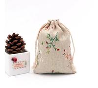 Sacchetti di cotone e lino per caramelle Borsa in cotone e lino Mussola Regali for cosmetici Borse for imballaggio di gioielli Graziosa borsa regalo buste con coulisse(Flowers Pattern,13x18cm 5pcs)