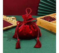 Sacchetti di flanella rossa con coulisse, scatola per caramelle, bellissimi manici per gioielli, confezione regalo con nappe, per bomboniere, feste, nappe in metallo, 5 pezzi, 14 x 15,5 cm