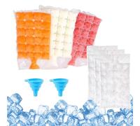 Sacchetti di Ghiaccio Monouso 100 Pezzi Sacchetti Cubetti di Ghiaccio Autosigillanti con 2 Imbuto in Silicone, Sacchetti per Ghiaccio in Cubetti per Ghiaccio per Succhi Cocktail e Vino