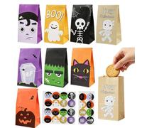Sacchetti Di Halloween Contenitore Alimenti Riutilizzabile Resistente | Bustine Per Pane E per Dessert Biscotti Cioccolato Snack Festa Bambini