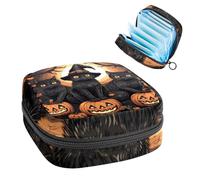 Sacchetti di immagazzinaggio del tovagliolo sanitario per le donne, grande capacità mestruale Pad Bag, Halloween Black Cat Pumpkin-819 borse mestruali, tamponi raccogliere borsa titolare