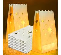 Sacchetti di Luce di Carta 24Pcs Sacchetti Luminari,Sacchetti di Candela Sacchetti di Candela Resistenti,riutilizzabili,Sacchetti di Carta Decorazioni per Natale Matrimonio San Valentino