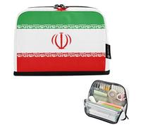 Sacchetti di matita di grande capacità di trucco con la scanalatura per l'uomo materiale scolastico bandiera dell'Iran verde rosso
