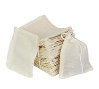 Sacchetti di Mussola di Cotone con Coulisse, Perfetsell 50 Pack Riutilizzabile Piccola Borsa a Rete per Cucinare, Ammollo Liquore Medicinale, Stoccaggio Spezie Carft, Bianco Dimensioni 8 cm * 10 cm