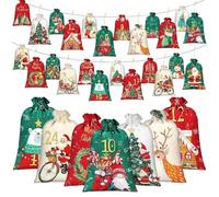 Sacchetti Di Natale 24 Borsellini Numerati per Conto alla Rovescia | Sacchetti Di Stoffa Natalizi Per Conservazione Per Feste Albero Natalizio Matrimonio Compleanno Festa Bambini Caramelle