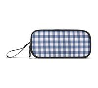 Sacchetti di nylon a scacchiera blu e bianca per la scuola astuccio di grande capacità per cancelleria per la scuola superiore per la donna delle scuole medie