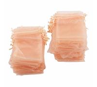 Sacchetti di Organza 100pcs, Sacchetti di Gioielli Corse Trasparenti, Mini Premi, Monete con Chiusura Corse, Eleganti Rifiniture Colorate, Ideali per Gioielli, Oggetti da Collezione, Regali (Oro rosa)