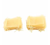 Sacchetti di Organza 100pcs, Sacchetti di Gioielli Corse Trasparenti, Mini Premi, Monete con Chiusura Corse, Eleganti Rifiniture Colorate, Ideali per Gioielli, Oggetti da Collezione, Regali (GOLD)