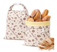 Sacchetti Di Pane in Cera D'api, Borsa Portaoggetti Riutilizzabile in Cotone Naturale, Per Congelatore E Frigorifero, Grande Capacità E Lavabile Per Fatti in Casa, Panetteria, Picnic (F,2 PACK)