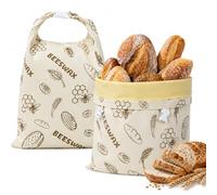Sacchetti Di Pane in Cera D'api, Borsa Portaoggetti Riutilizzabile in Cotone Naturale, Per Congelatore E Frigorifero, Grande Capacità E Lavabile Per Fatti in Casa, Panetteria, Picnic (C,2 PACK)
