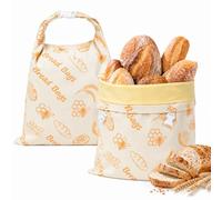 Sacchetti Di Pane in Cera D'api, Borsa Portaoggetti Riutilizzabile in Cotone Naturale, Per Congelatore E Frigorifero, Grande Capacità E Lavabile Per Fatti in Casa, Panetteria, Picnic (D,2 PACK)