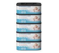 Sacchetti di ricambio quadrati Jumbo compatibili con Diaper Genie Classic, Compact e Select, contengono fino a 810 pannolini per ricarica, profumo di talco, 5 confezioni