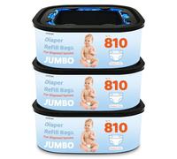 Sacchetti di ricambio quadrati Jumbo compatibili con pannolini Genie Compact & Select (non adatti ai classici), confezione da 3 per pannolini fino a 2430 pannolini di dimensioni per neonati