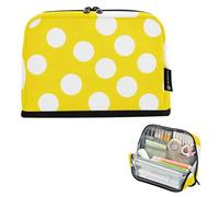 Sacchetti di stoccaggio per matite gialli luminosi a pois bianchi astuccio grande astuccio con cerniera astuccio per matite per ragazze adolescenti astuccio per penne ragazzo stampe preppy college