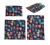 Sacchetti di stoffa riutilizzabili - 3 ecologici per sandwich | Lavabili per pane, biscotti, snack, tasche con cerniera per cucina, sacchetti sostenibili