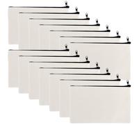 Sacchetti di tela con cerniera, sacchetti per trucco fai da te in bianco 50, 4 x 8 in design beige con cerniera nera, per artigianato e personalizzazione perfetti, borse da viaggio portatili