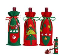 Sacchetti di vino natalizi, carini sacchetti di Natale, felt Christmas Bottle Decoration 3 pezzi, sacchetti di bottiglia di Natale con coulisse, wine Bottle Sweater Cover Handmade Bags for Wine Snacks