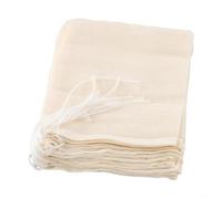 Sacchetti filtranti in cotone con coulisse, riutilizzabili, per infusione di tè, brodo di cottura, separazione di spezie, infusione di erbe, filtraggio alimentare, 10 x 15 cm, per uso in cucina