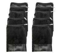 Sacchetti filtranti per acquario, filtro a rete media, 10 pezzi, chiusura sicura con cerniera, supporti convenienti, ideali per palline biologiche pellettizzate di carbonio ammoniaca, 20 x 30 cm, nero