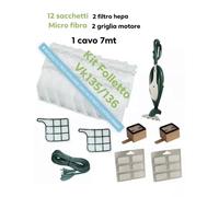 Sacchetti Folletto + 12 Profumi + 2 Filtri + 2 Griglie + 1 cavo 7 VK 135 VK 136