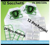 SACCHETTI FOLLETTO VK 200 VK 220S FP 12 SACCHI + 12 PROFUMI + 2 FILTRO MOTORE