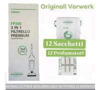 SACCHETTI FOLLETTO VK 200 VK 220S FP VORWERK ORIGINALI 12 SACCHETTI 12 PROFUMINI