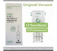 SACCHETTI FOLLETTO VK 200 VK 220S FP VORWERK ORIGINALI 12 SACCHETTI 12 PROFUMINI