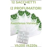 SACCHETTI FOLLETTO VK200 VK220S FP Compatibili Vorwerk 12Sacchetti + 12Profumini