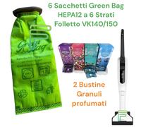 Sacchetti Folletto VK7s ORIGINALI? NO GREENBAG Hepa12 a 6 Strati + GRANELLI