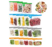 Sacchetti freezer,Sacchetti alimenti richiudibili,22 Pezzi Sacchetti per Alimenti in Silicone,Sacchetti Latte Materno,Sacchetti per congelare alimenti,Senza BPA,per Verdure Latte Snack Carne