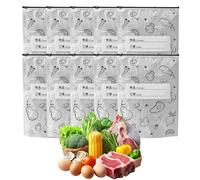 Sacchetti in alluminio per alimenti, 10 pezzi, mantengono la freschezza con chiusura a zip, riutilizzabili, sacchetti per congelatore, per carne, verdura, frutta, pasti, per genitori occupati