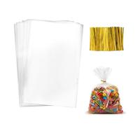 Sacchetti in cellophane grandi, 100 pezzi, trasparenti, impermeabili, antipolvere, con fondo trasparente, 20 x 30 cm, spessi e stabili, per caramelle, regalini