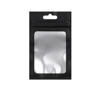Sacchetti in Mylar, richiudibili, 100 pezzi, con chiusura a zip, in alluminio, con foro per appenderlo, opachi, trasparenti, con chiusura a cerniera, colore nero, 20 x 30 cm