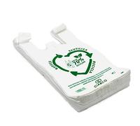 Sacchetti in plastica 70% riciclati · Dimensioni 4XL 80x85 cm | 25 pezzi | Adatti per uso alimentare, resistenti, riutilizzabili e riciclati 70% | Galga 200 | Borsa tipo maglietta | Soddisfa tutte le